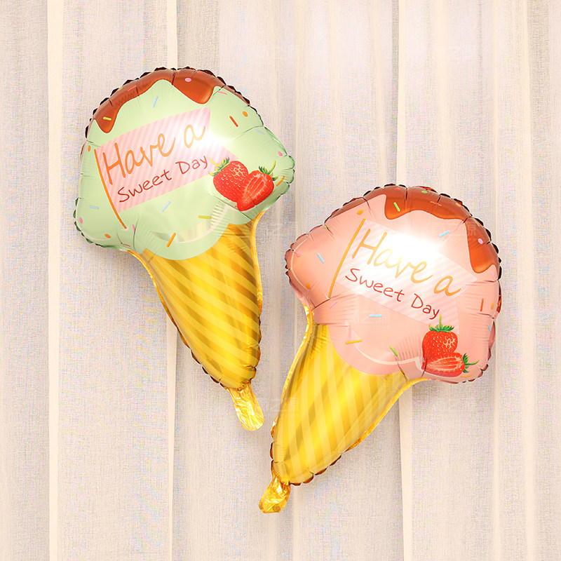 Children's birthday party decoration cone ice cream aluminum film balloon baby one year old full moon one hundred days arrangement balloon