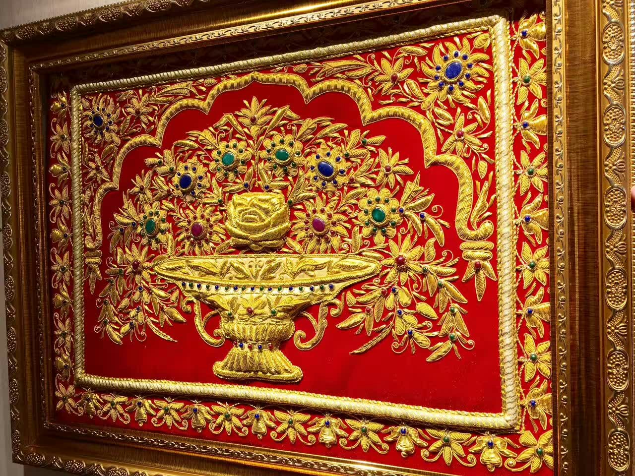Ả Rập Dubai Golden Silk Gem Tapestry Fortune Tree Tapestry Phiên bản ngang Phong thủy Jubao Chai - Tapestry thảm treo tường bản đồ thế giới