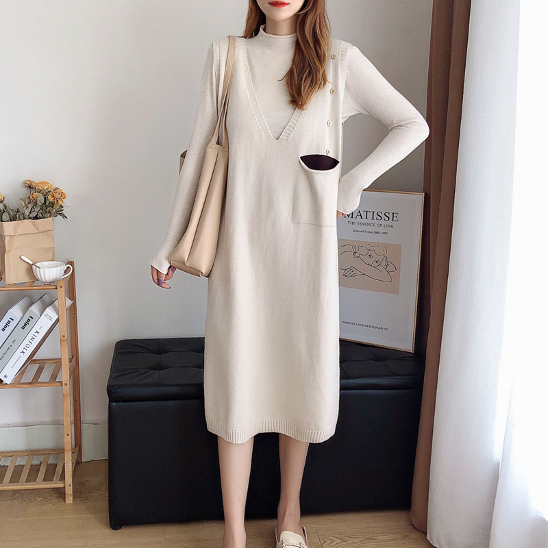 Maternity Autumn Suits Fashion Korean Style Sweaters Autumn and Winter Bottoming Shirts Tops Mid-length Winter Coats