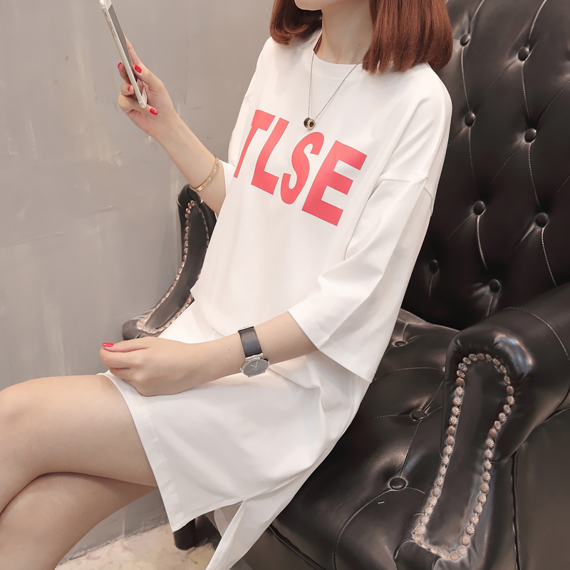 Phụ nữ mang thai mùa hè 2018 áo sơ mi mới cotton ngắn tay T-Shirt Hàn Quốc phiên bản của đoạn dài loose thai sản mùa hè ăn mặc