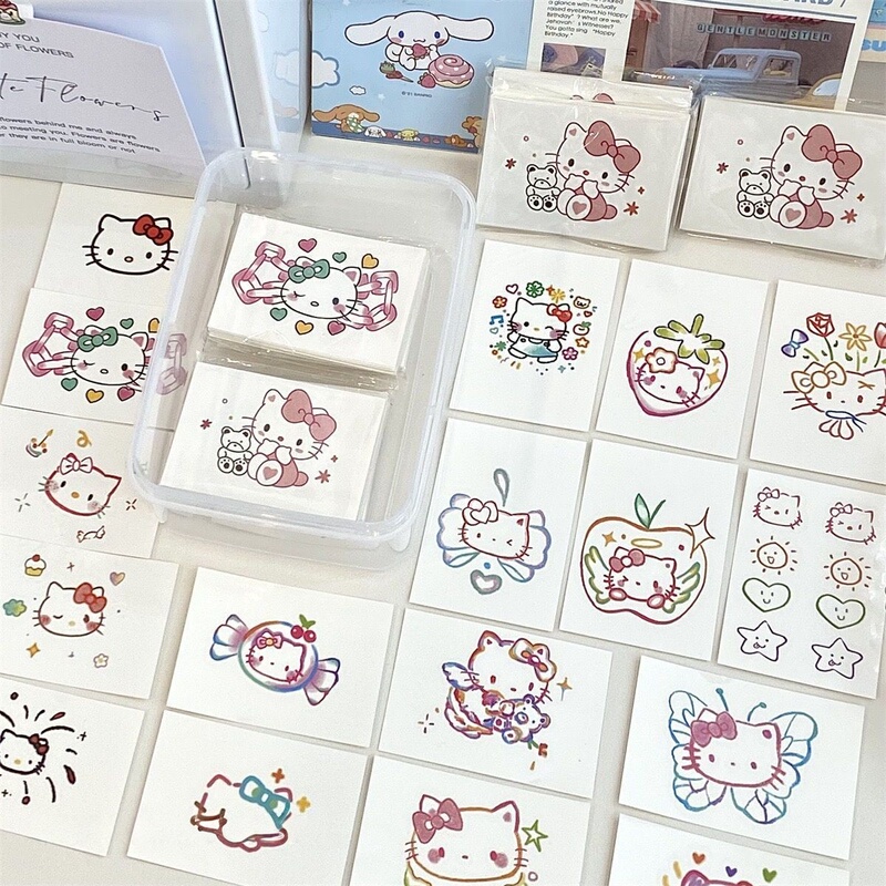 Creative Dopamine Colorful Kitty Cat Tattoo Waterproof Long-Lasting Realistic Cartoon Cute Student Washable Sticker DIY