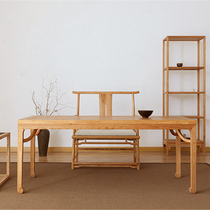 Old elm solid wood tea table dining table paint-free new Chinese style horseshoe leg tea ceremony table simple and modern