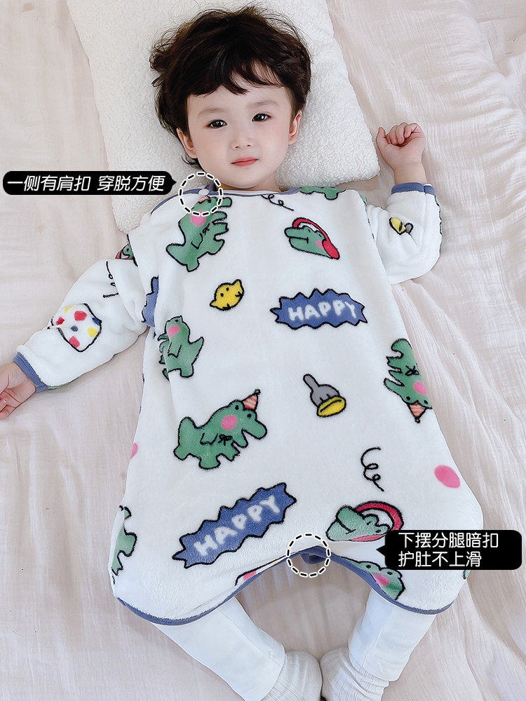 BABY PAJAMAS AUTUMN AND WINTER CORAL VELVET THICKENED MENS AND WOMENS ONE-PIECE PAJAMAS FOR BOYS AND GIRLS TO PREVENT COLD BABY FLANNEL SLEEPING BAGS