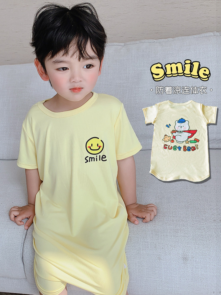 BABY PAJAMAS SUMMER THIN MODAL CHILDRENS ONE-PIECE NIGHTGOWNS BABY LOUNGEWEAR GIRLS NIGHTDRESSES AIR CONDITIONING CLOTHES MEN