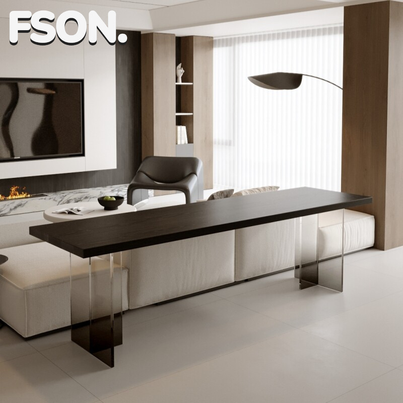 Fson Minimalist Black Desk Double Acrylic Floating Workstation Horizontal Living Room Sofa Back Long Table Partition Table Fson Minimalist Black Desk Double Acrylic Floating Workstation Horizontal Living Room Sofa Back Long Table Partition Table