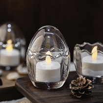 Modern minimalist glass small candlestick electronic tea candle holder event wedding bar Western restaurant electronic candle