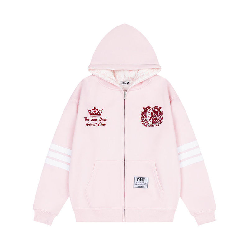 Kesoak American Retro Embroidered Badge Zipper Jacket Spring Unisex Versatile Loose Casual Cardigan Top
