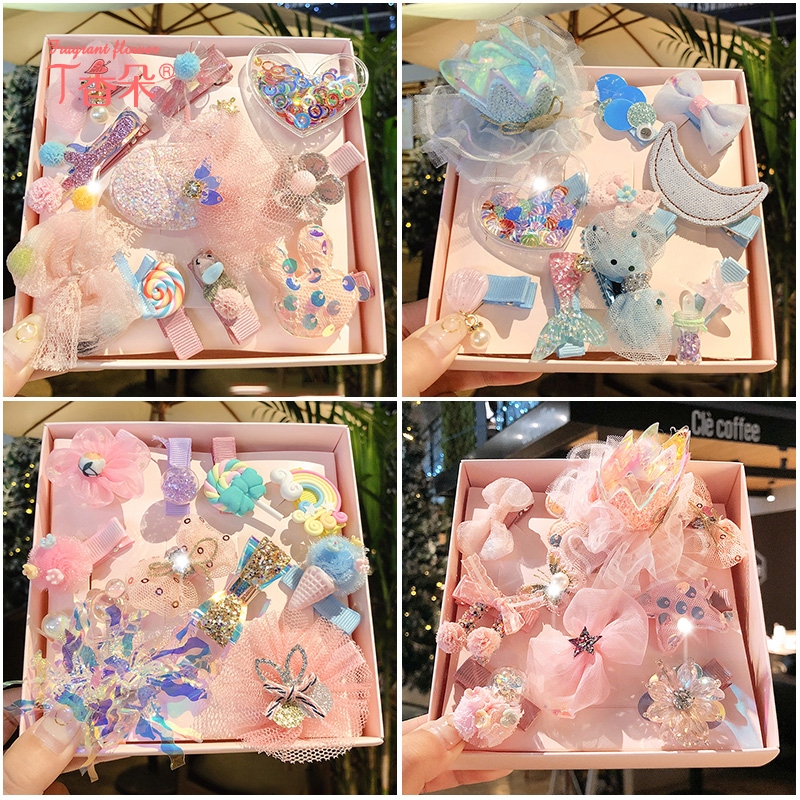 ~ Korean children hairpie cute girl hair hair girl hair girl princess super fairy hair suit gift box decoration