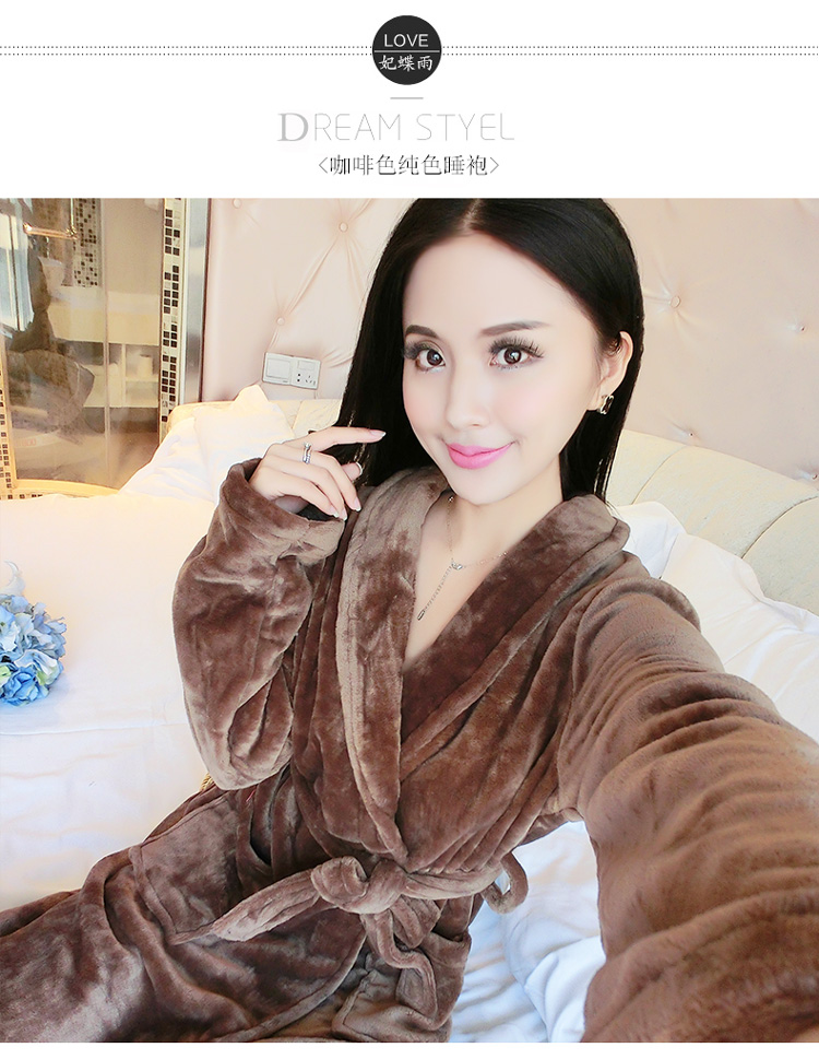 Áo choàng tắm mùa đông áo choàng nữ mùa thu và mùa đông san hô nhung áo choàng mùa đông dày flannel đồ ngủ liền kề áo choàng tắm kích thước lớn áo ngủ