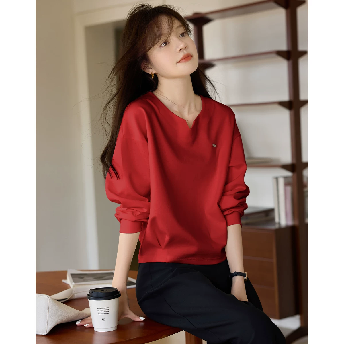 Узкий бандаж для отдыха, свитшот летний oversize, V-образный вырез