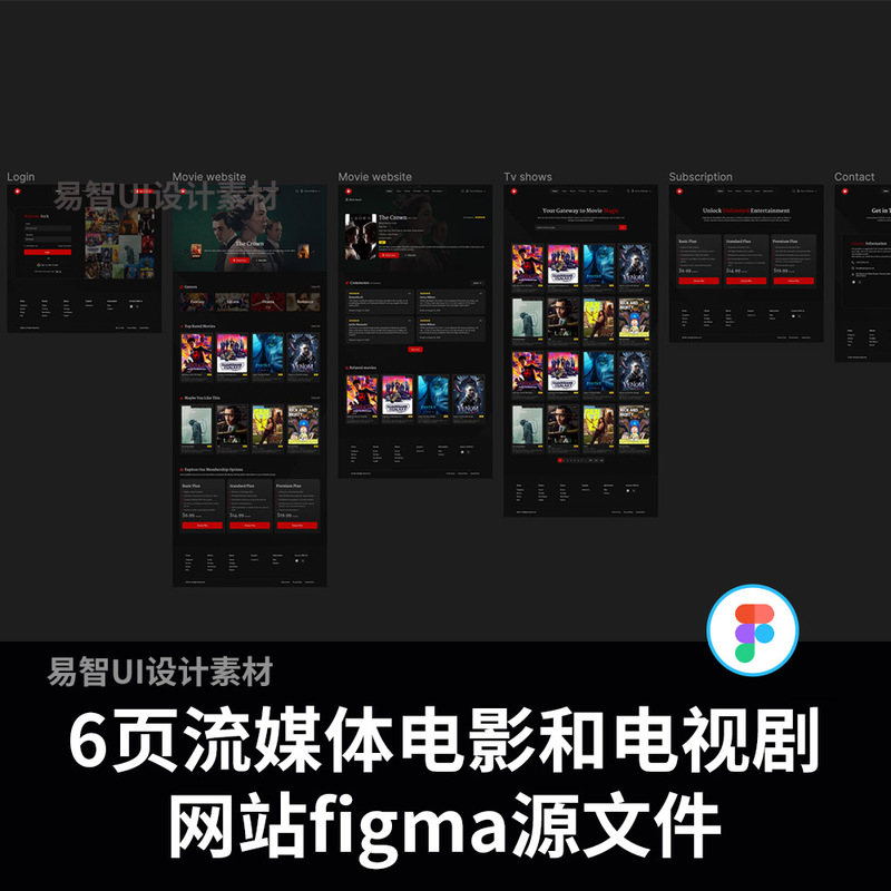 6-Page Streaming Movie and Tv Series Experience Website Figma Source File