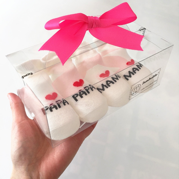 Love Daddy Mom Spring and Autumn Summer New Baby Socks Pure Cotton Pine to glue Socks Gift Box Socks no fluorescent