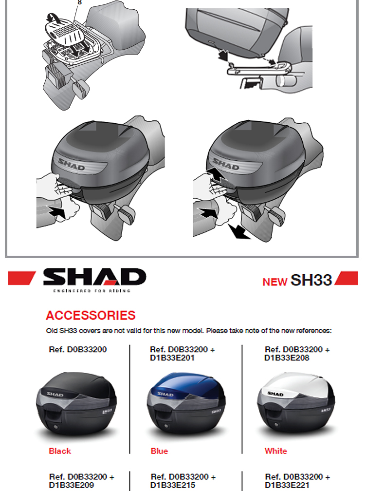 SHAD Xiade SH33 Chung xe máy thân xe điện hộp đuôi xe tay ga pin công cụ lưu trữ xe hộp - Xe gắn máy phía sau hộp hộp đựng đồ xe winner x