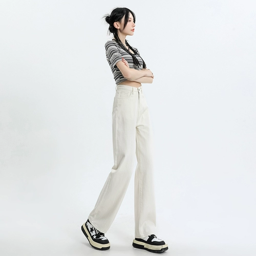 Белые демисезонные джинсы, утепленные штаны, приталенные леггинсы, подходит для подростков, высокая талия, свободный прямой крой