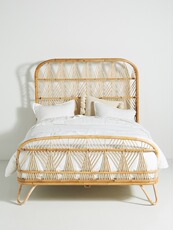 спальня из ротанга ins日式藤编1.8米双人床现代创意民宿藤艺床东南亚酒店公寓藤编床