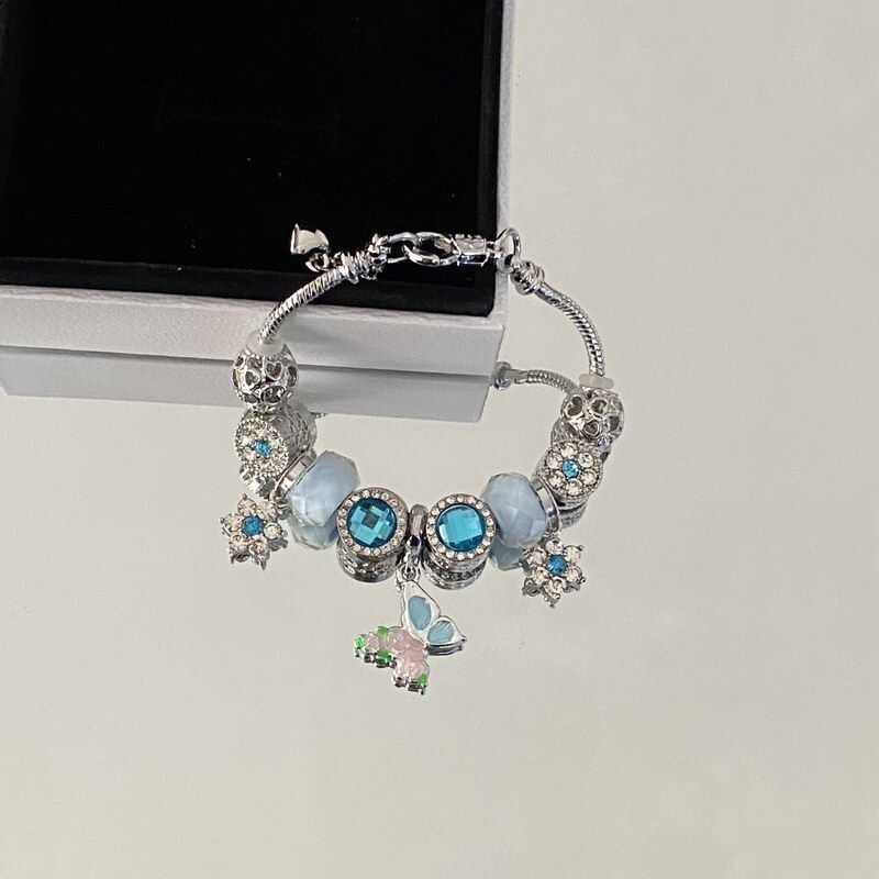 Aquamarine Beaded Cross-Border Bracelet Multi-Element Pan Family Butterfly Dora High-End Jewelry for Women DIY New Flower Design