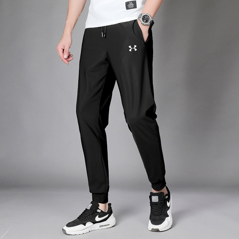 Summer Style Andeanma Ice Silk Casual Pants for Men, Straight-Leg, Loose, High-Elastic, Jogger-Style Sports Pants, Running, Plus-Size Sweatpants