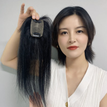 5*8 Hand Hook real hair long hair straight hair replacement film real hair silk long hair straight hair middle-aged and elderly