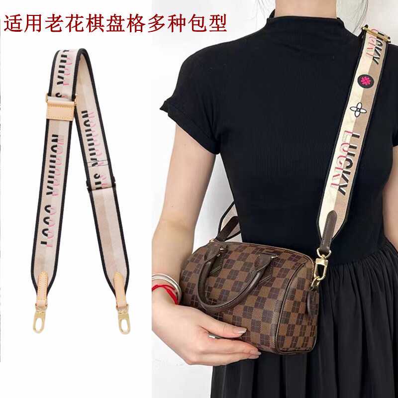 Suitable for Xl-V New Model Speedy20 25 Checkerboard Pattern Wide Shoulder Strap Accessories Baguette Bucket Pillow Bag Crossbody Strap