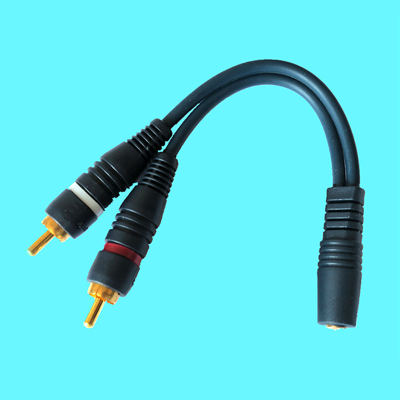 Sound card lotus head turn 3 5 female holes double 2RCA two-in-one transfer wiring plum head speaker one minute two audio line