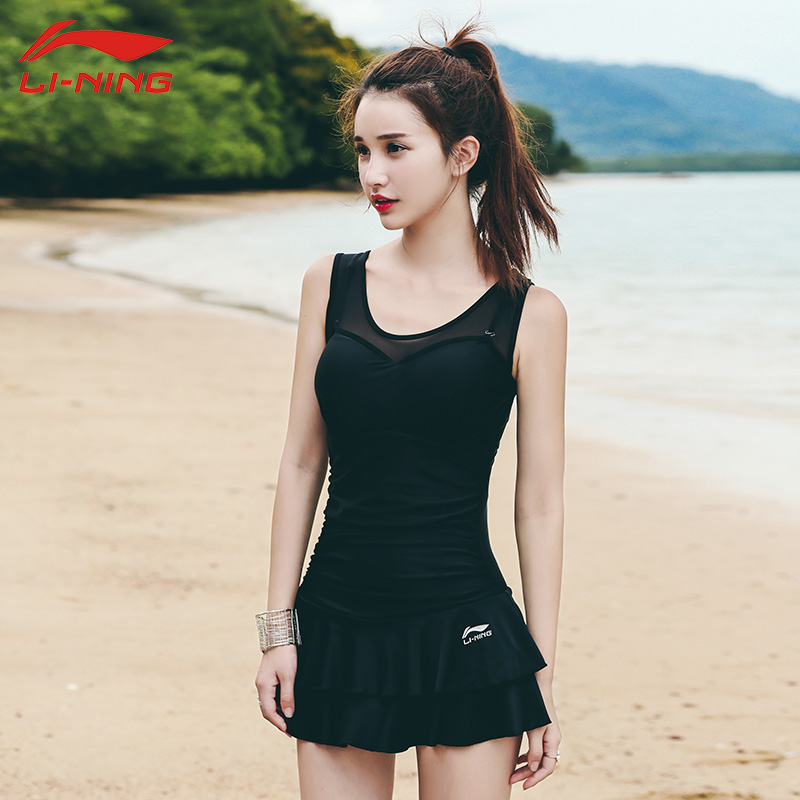 Li Ning swimsuit woman with dress style conservative 2021 new wave size Size Fat Mm Veil slim spa swimsuit