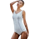 Đồ bơi nữ Li Ning tam giác Xiêm che bụng đã mỏng cỡ lớn thể thao trắng chuyên nghiệp áo tắm ngắn tay nóng bỏng - Bộ đồ bơi One Piece Bộ đồ bơi One Piece