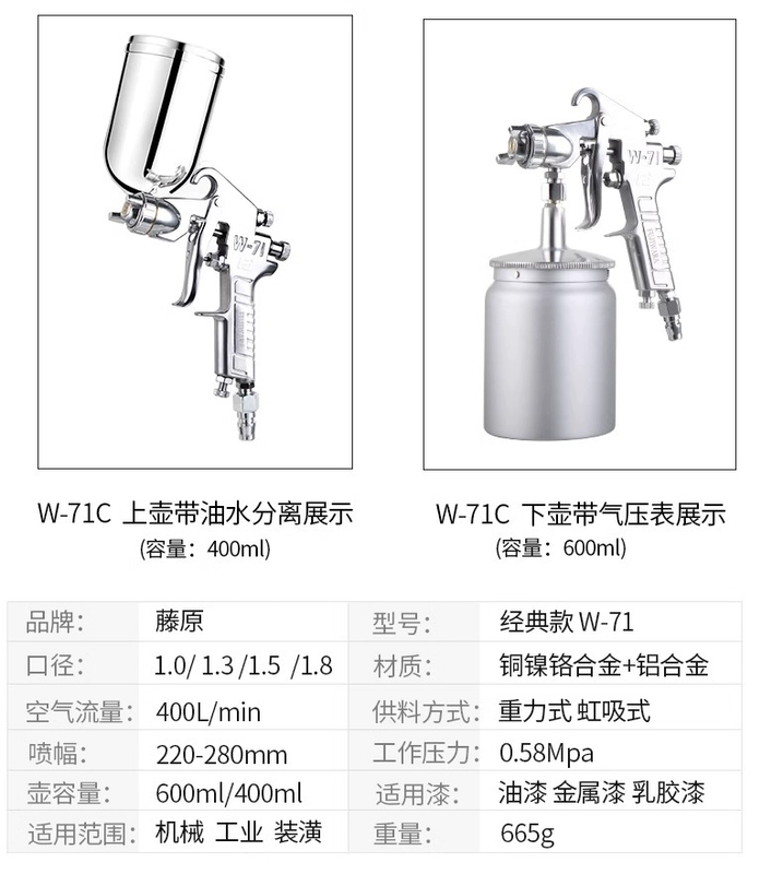 máy phun bột bả Súng phun sơn Fujiwara w71 súng phun sơn khí nén bình xịt nguyên tử hóa súng phun sơn xe hơi dụng cụ phun sơn hiện vật súng phun sơn total máy phun bột bả tường