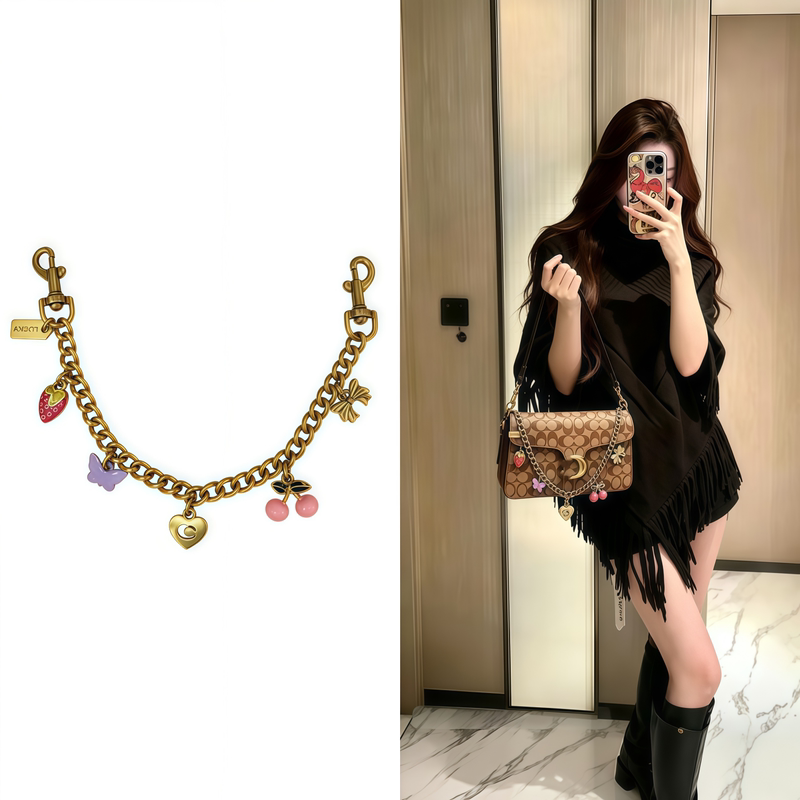 Suitable for C Brand Bags, Strawberry Cherry Pendant Bag Chain Decoration, Modification, Butterfly Bow, Hollow Heart Bag Charm