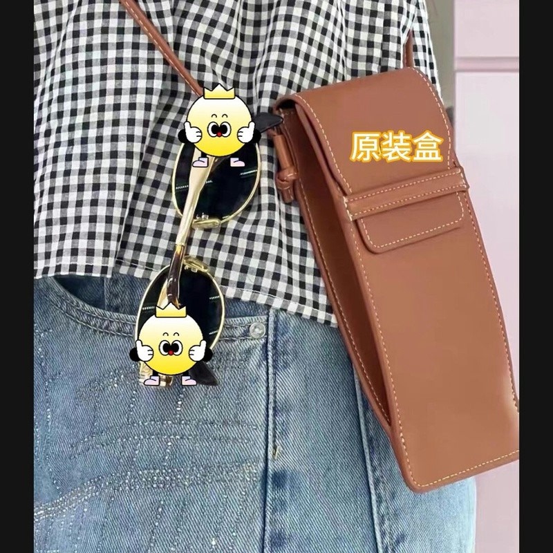 Arc De Triomphe Original Glasses Case Crossbody Bag Anti-Pressure Portable Sunglasses Case Women's Mirror Case Can Hold Mobile Phone Leather Bag Case