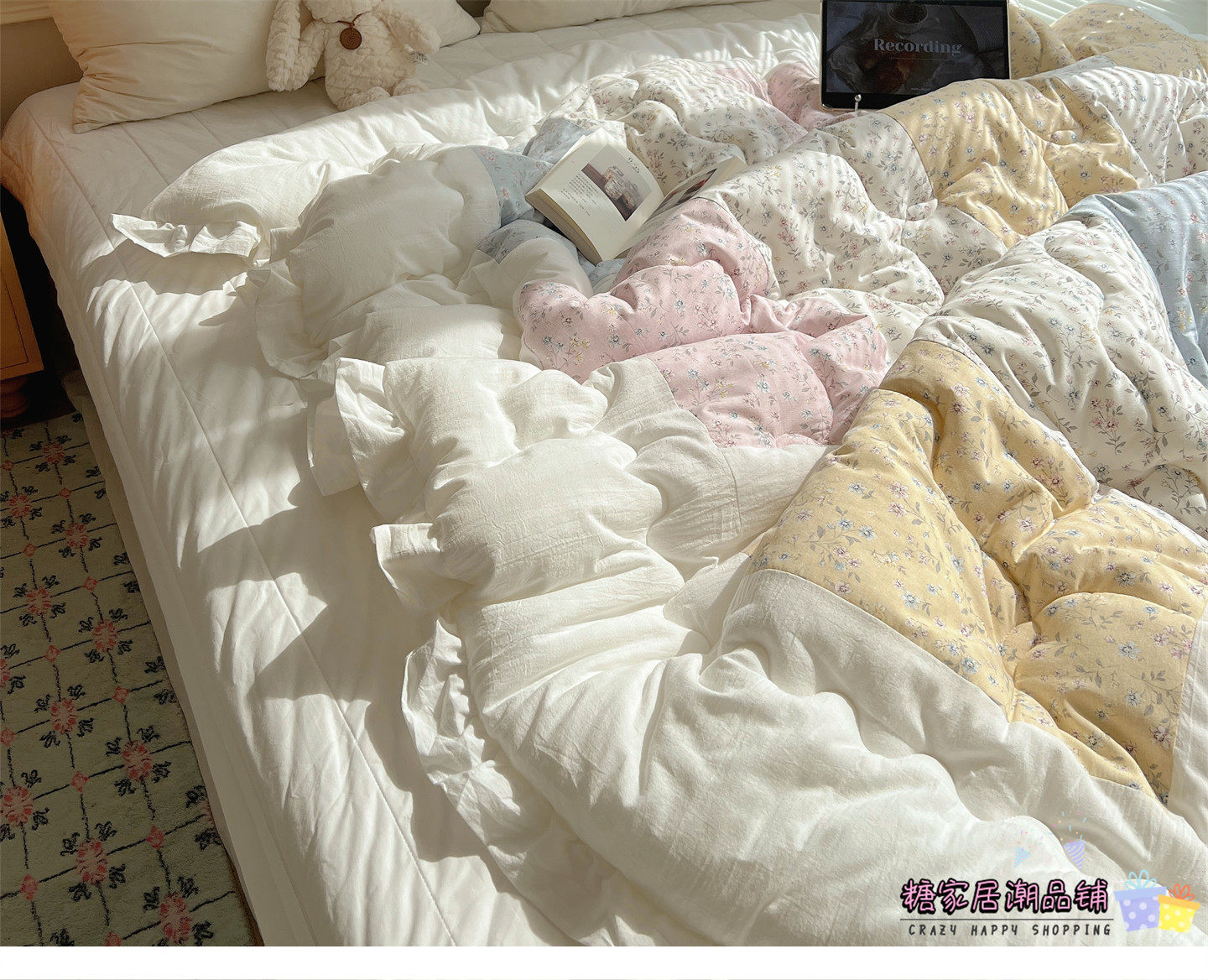 Одеяло в корейском стиле с большими кружевами, легкое всесезонное одеяло для двуспальной кровати, машинная стирка