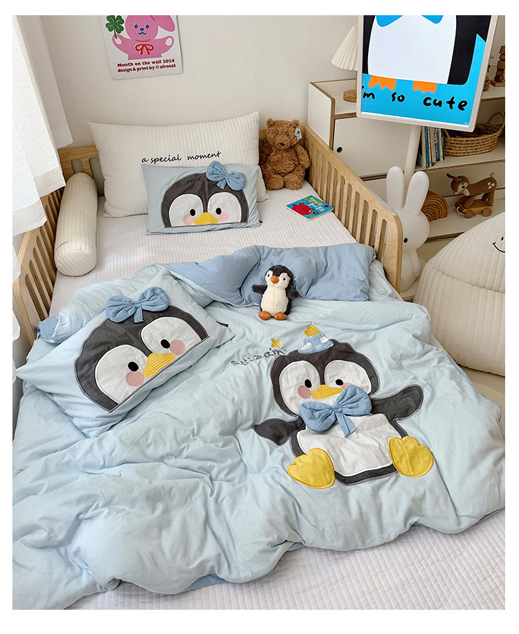 Детское зимнее одеяло класса А из вязаного хлопка со съемным чехлом, мультяшная розовая собачка, односпальное утепленное одеяло