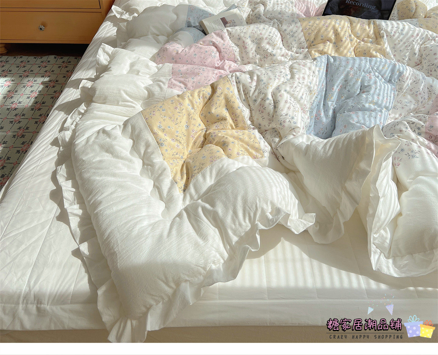 Одеяло в корейском стиле с большими кружевами, легкое всесезонное одеяло для двуспальной кровати, машинная стирка