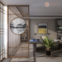 Entrance screen partition wall Solid wood grille New Chinese living room block evil Hotel Zen small apartment hall