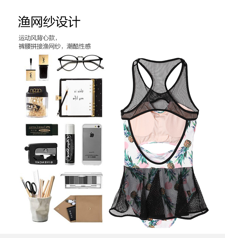 Fendi INS Gió Dứa In Áo tắm Nữ gợi cảm Ba lô Ba lô Hông Áo tắm FS0696 - Bộ đồ bơi One Piece đồ bơi 1 mảnh
