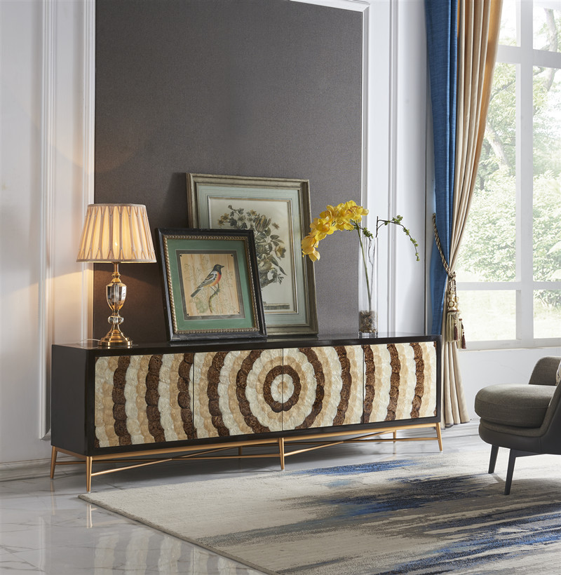 Post-modern home TV cabinet light luxury high-end cabinet American simple decorative cabinet Hong Kong-style shell living room matching cabinet