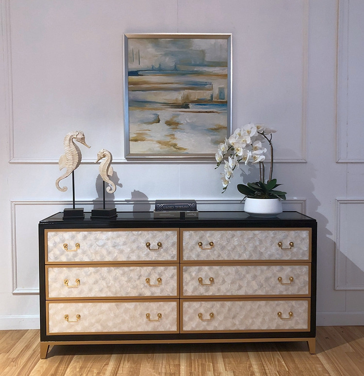 Customized light luxury style dining cabinet American decorative cabinet post-modern hall cabinet shell six-drawer cabinet porch cabinet drawer cabinet