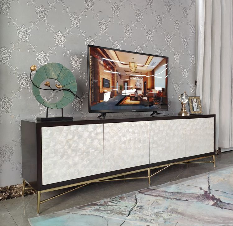 Customized light luxury shell TV cabinet modern minimal black walnut cabinet American locker exhibition room cabinet