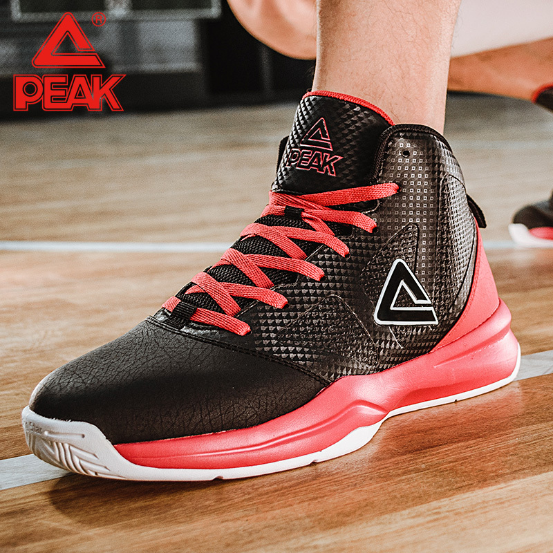 Peak Basketball Shoes Men's Winter Sneakers Shock-Absorbing Wear-Resistant Practical Outdoor High-Top Sports Shoes Men's Black
