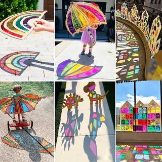 Children's colored cellophane light-transmitting shadow butterfly game cardboard material package kindergarten handmade diy homemade toys
