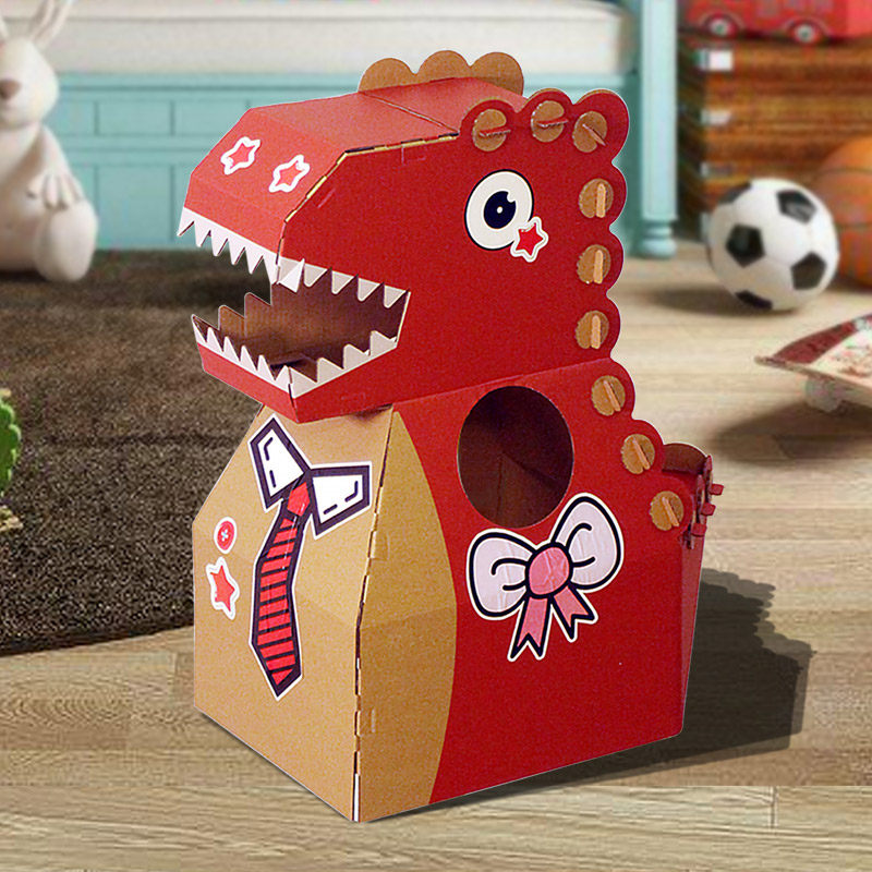 Cardboard box dinosaur toy wearable paper shell carton model kindergarten children handmade diy paper skin cardboard