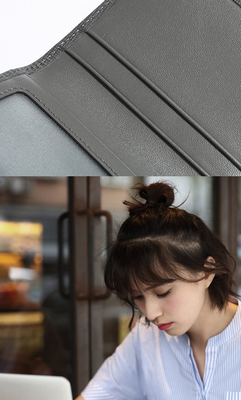 90 điểm kinh doanh gói thẻ dọc đơn giản dành cho nam siêu mỏng da màu xám dành cho sinh viên nhiều gói thẻ ngân hàng - Chủ thẻ ví đựng thẻ mini