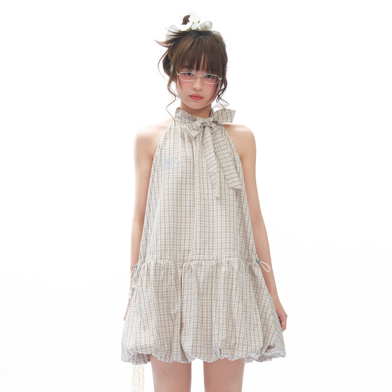 Masoomake Summer Plaid Versatile Halter Dress 2026 New Sleeveless Design Floral Short Dress Masoomake Summer Plaid Versatile Halter Dress 2026 New Sleeveless Design Floral Short Dress