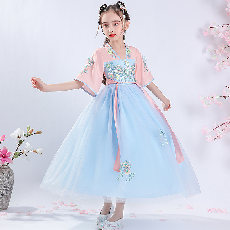 2020 mới mùa hè rung trẻ em âm thanh của Han đầm đầm cô gái Trung Quốc gió cổ váy siêu bé nàng tiên bé tang váy.