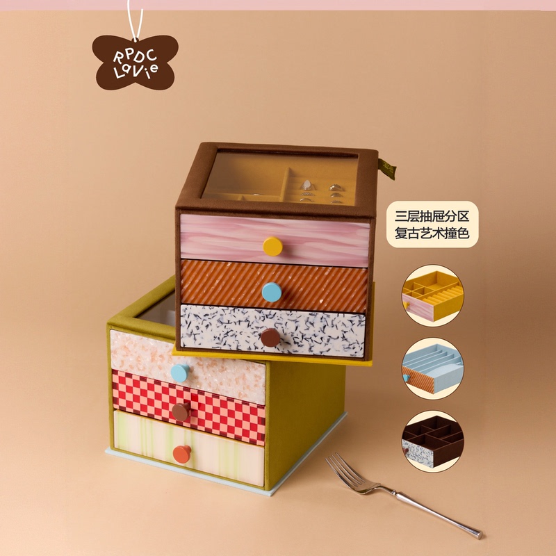 Rpdclavie "Mousse Cake" Acetate Drawer Jewelry Box Multi-Layer Large Capacity Storage Box Birthday Gift