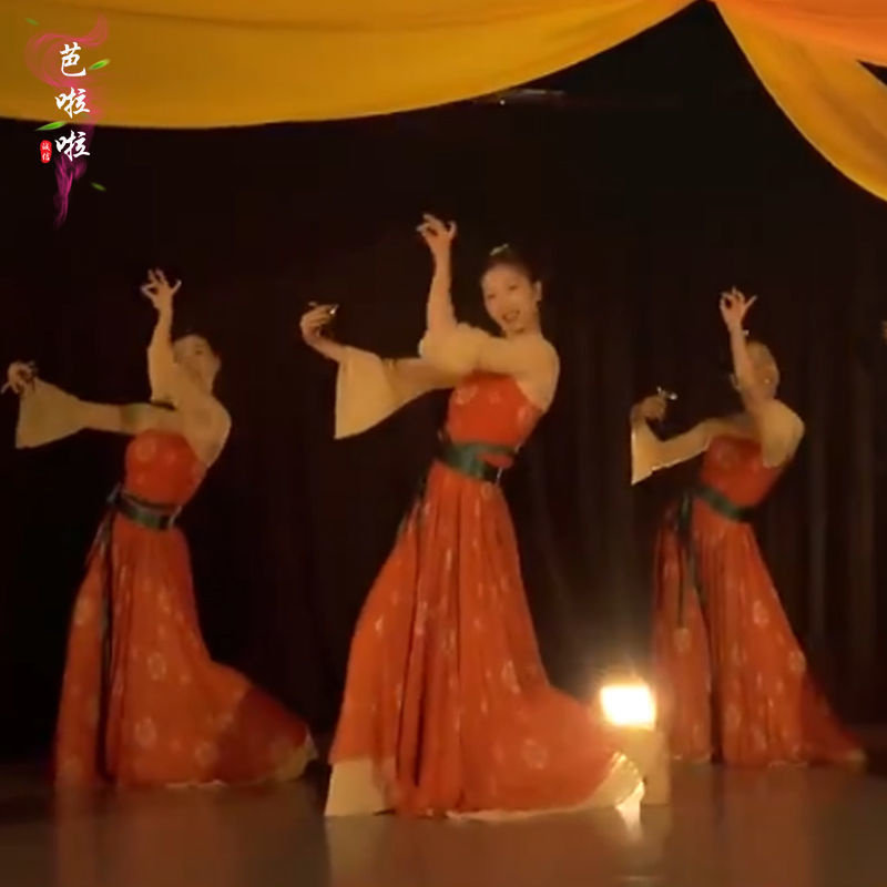 китайский костюм 古典舞演出服女现代飘逸中国风连衣裙新款大气开场舞蹈服装大摆裙