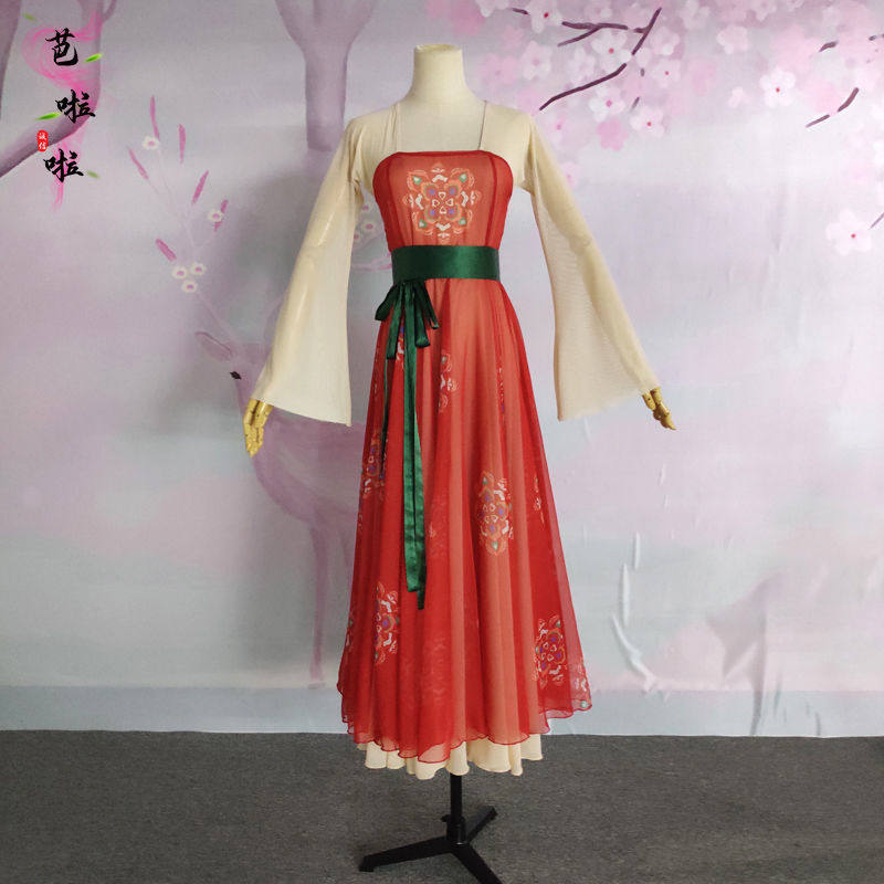 китайский костюм 古典舞演出服女现代飘逸中国风连衣裙新款大气开场舞蹈服装大摆裙