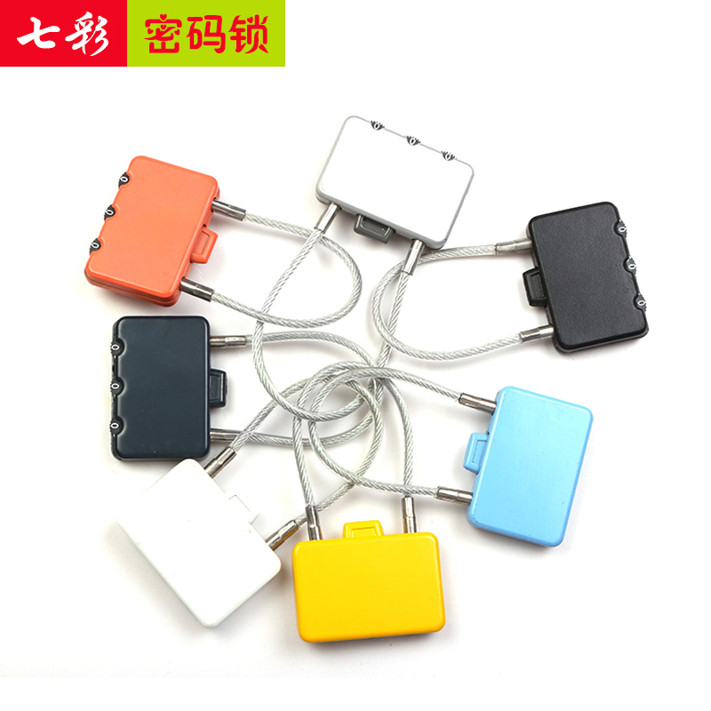 Metal wire rope password small padlock luggage lock creative cartoon mini lock fashion luggage password lock