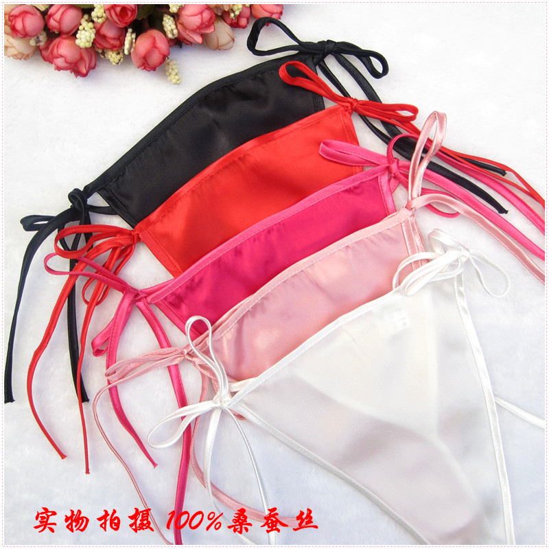 Giới hạn thời gian đặc biệt cung cấp cho phụ nữ gợi cảm lụa nhỏ tie T quần không có dấu vết lụa T-shirt quần lót màu rắn eo thấp tam giác quần lót trẻ em