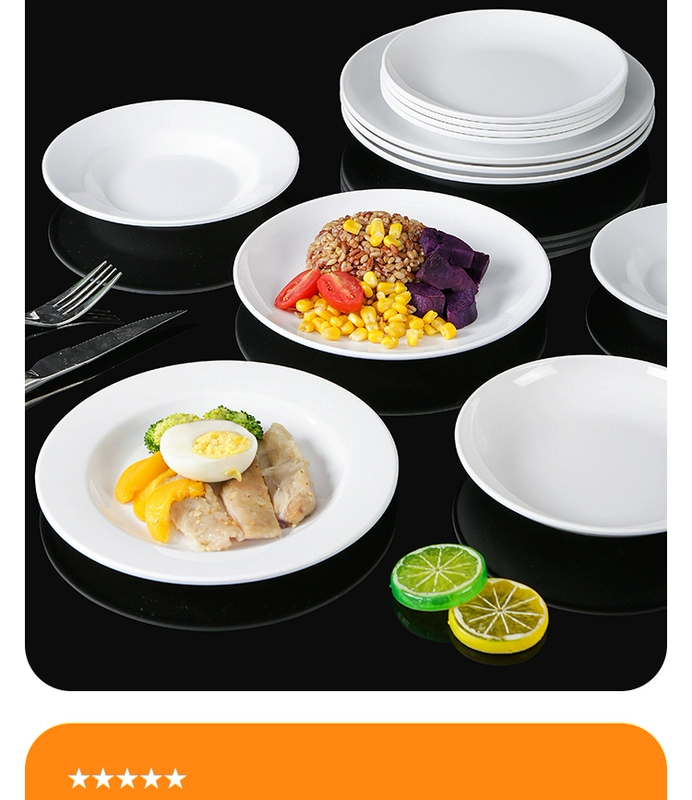 khay nhựa tròn tấm tự chọn món ăn melamine tấm phẳng đĩa platter tấm xương thương mại Melamine tableware trắng