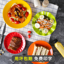 Melamine Fast Food Cover Pour Rice Plastic Plate Commercial Dinner Plate Round Pan Creative Dish Flowers Side Dish Sautéed Dish Sautéed Dishes Sautéed Dishes